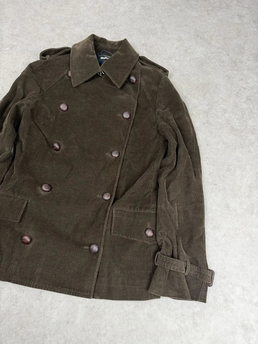 1990s Miu Miu Officer Buttoned Velvet Caban Jacket kDrJNsu 5