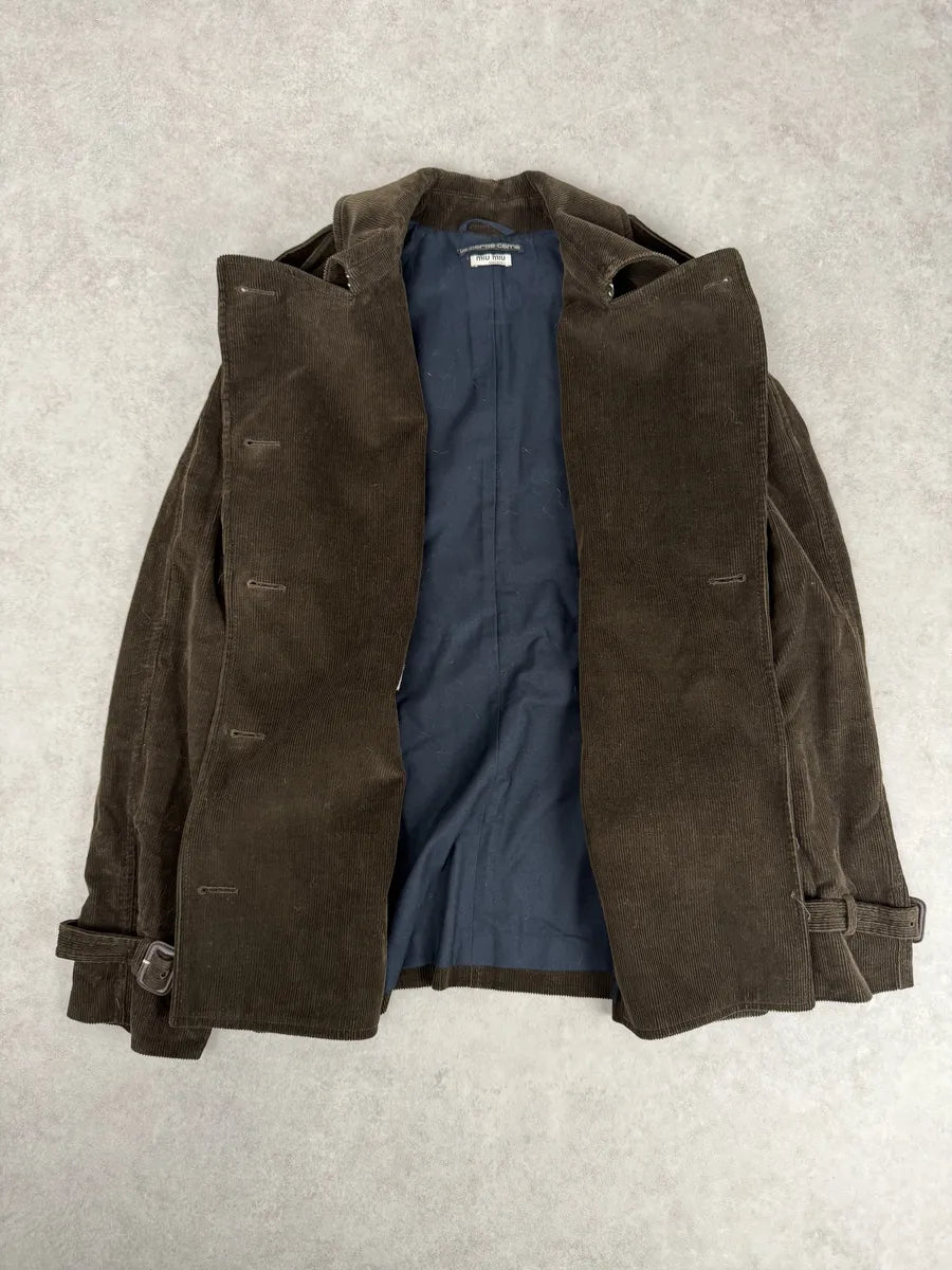 1990s Miu Miu Officer Buttoned Velvet Caban Jacket kDrJNsu 6