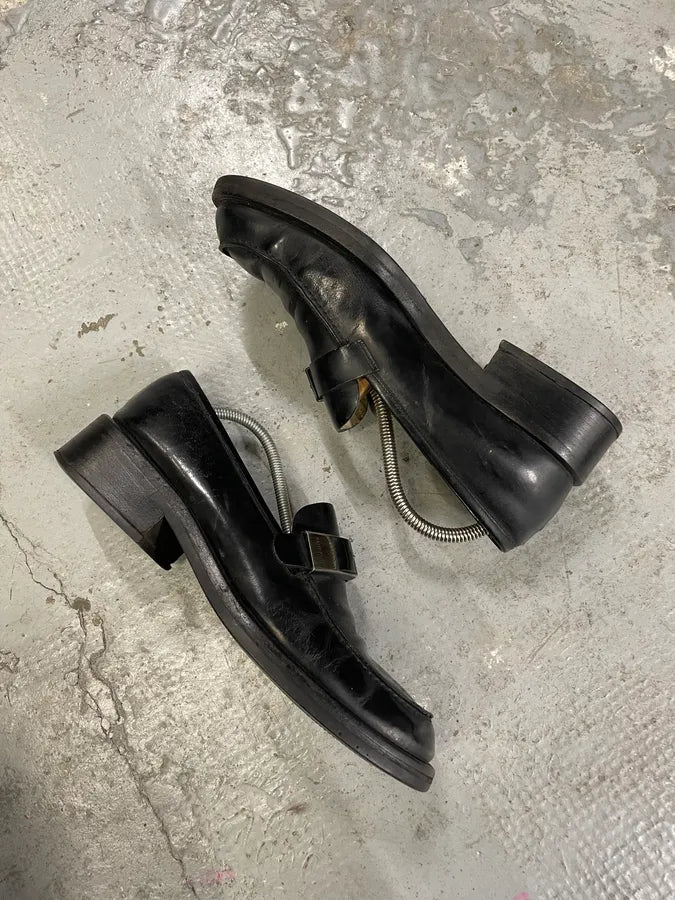 1990s MiuMiu Buckle Black Leather Loafers (39eu/us6.5) 4