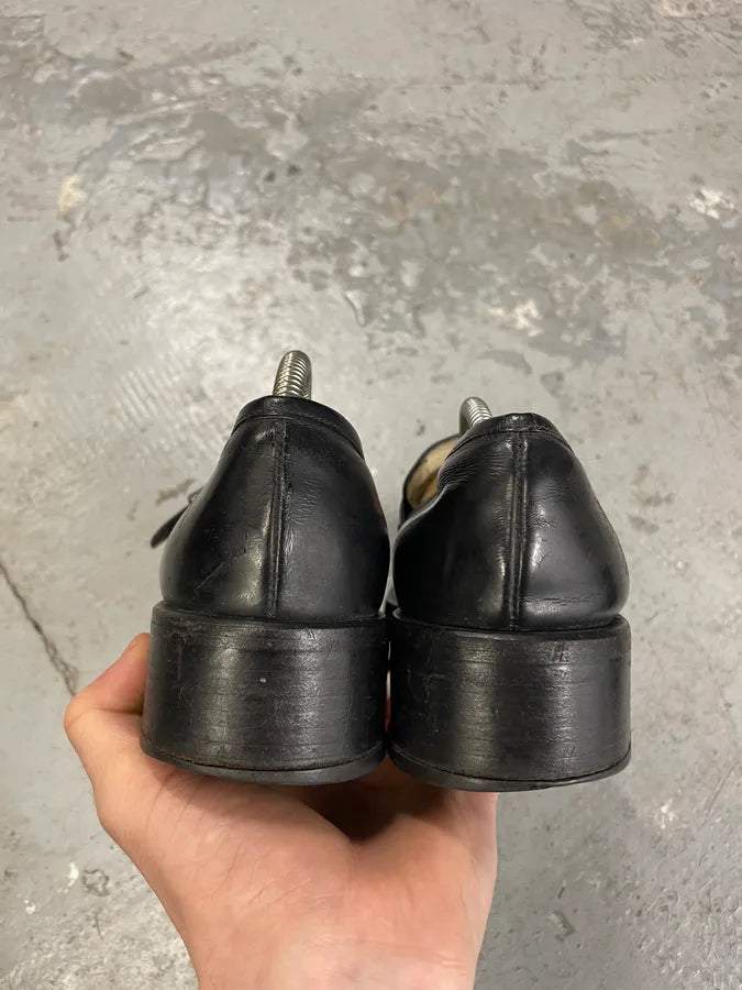 1990s MiuMiu Buckle Black Leather Loafers (39eu/us6.5) 5
