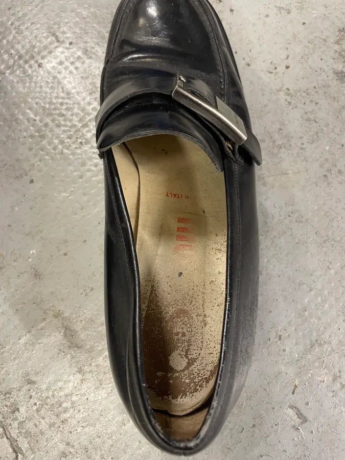 1990s MiuMiu Buckle Black Leather Loafers (39eu/us6.5) 7
