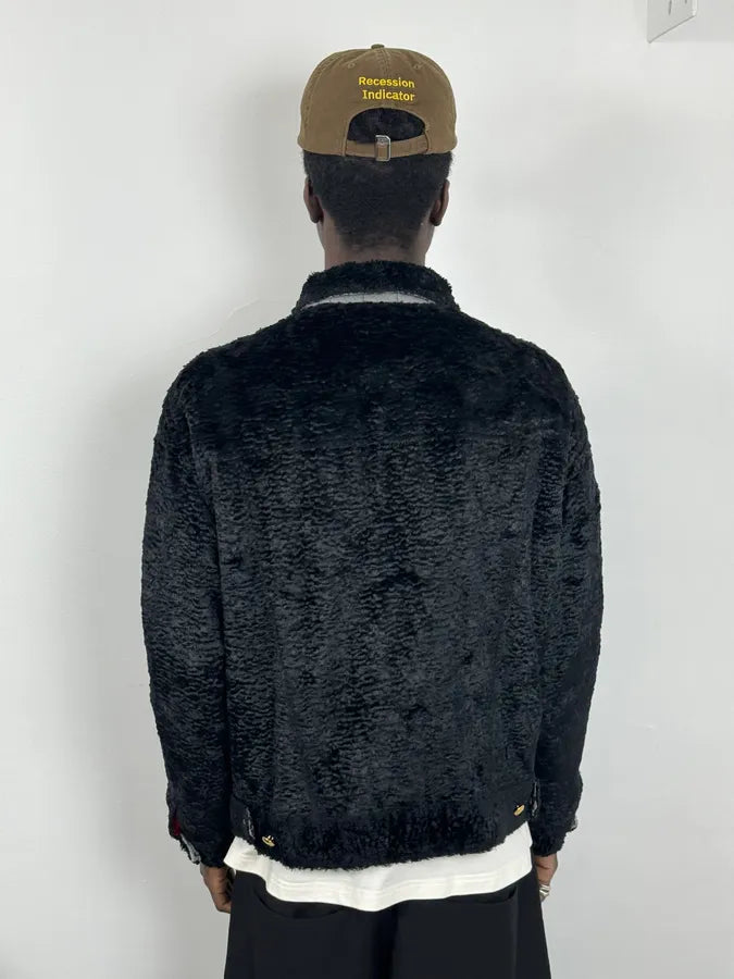 1990s Moschino Black Faux Fur Trucker Jacket ozkxWzz 2
