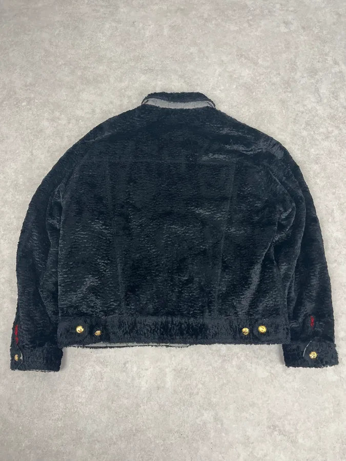 1990s Moschino Black Faux Fur Trucker Jacket ozkxWzz 5