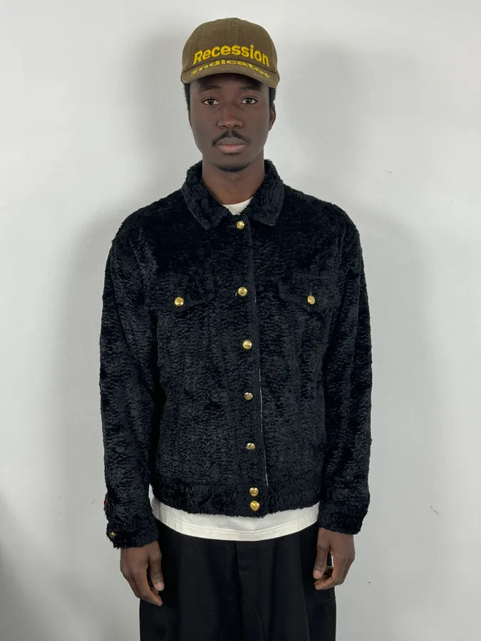 1990s Moschino Black Faux Fur Trucker Jacket ozkxWzz 1