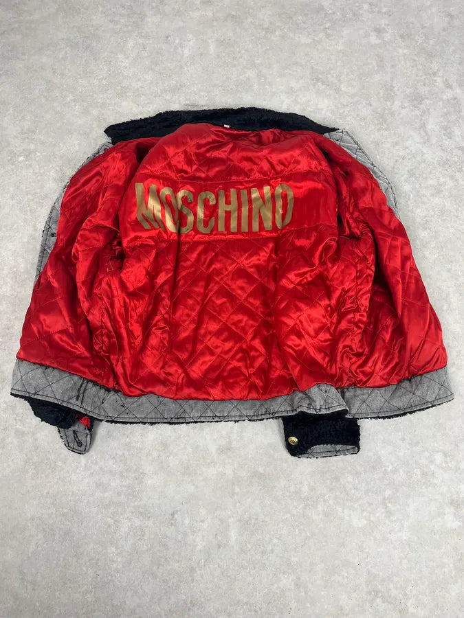1990s Moschino Black Faux Fur Trucker Jacket ozkxWzz 7