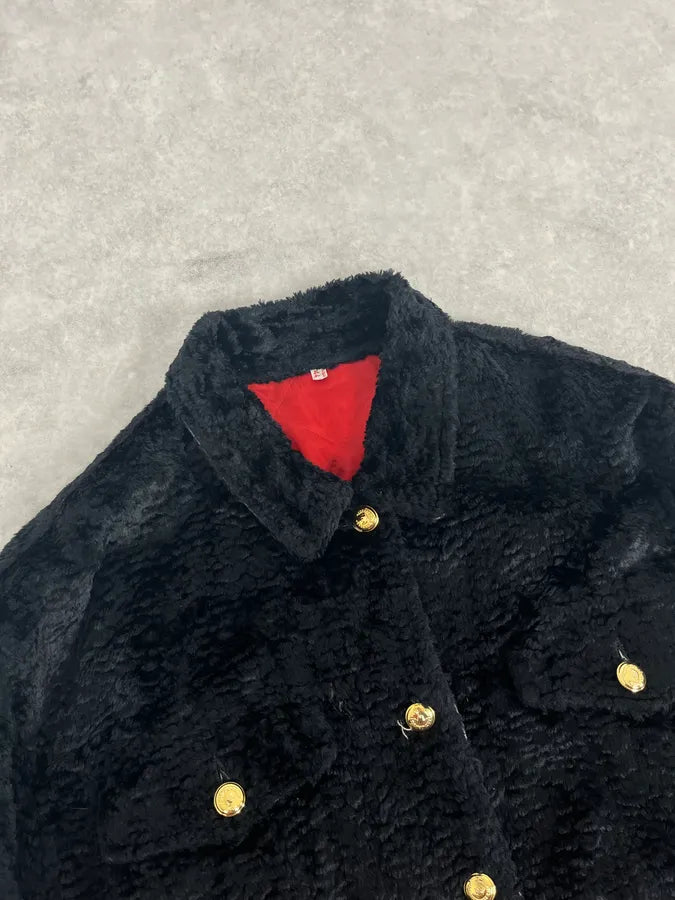 1990s Moschino Black Faux Fur Trucker Jacket ozkxWzz 4