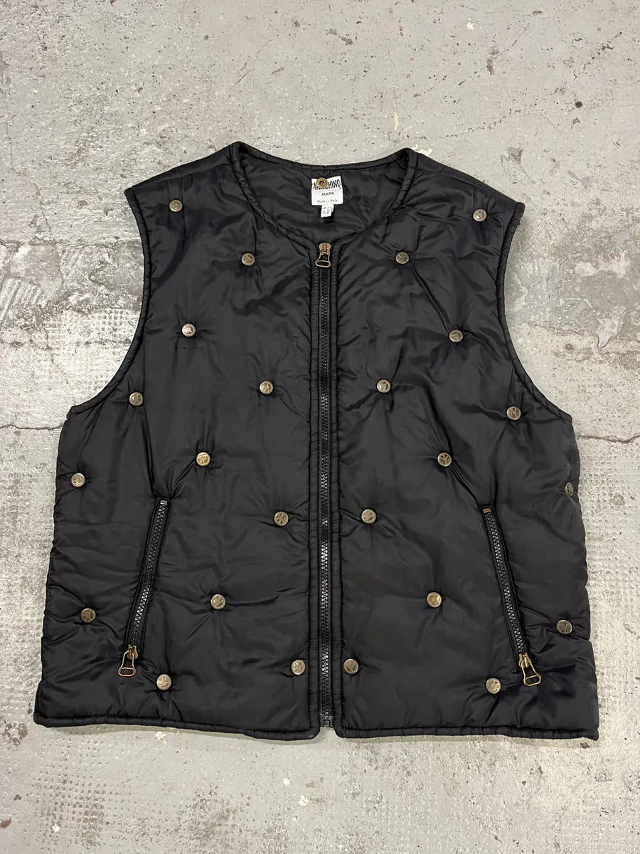 1990s Moschino Black Studded Puffer Vest tXLQLUi 0