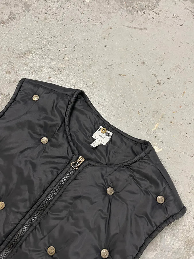 1990s Moschino Black Studded Puffer Vest tXLQLUi 3