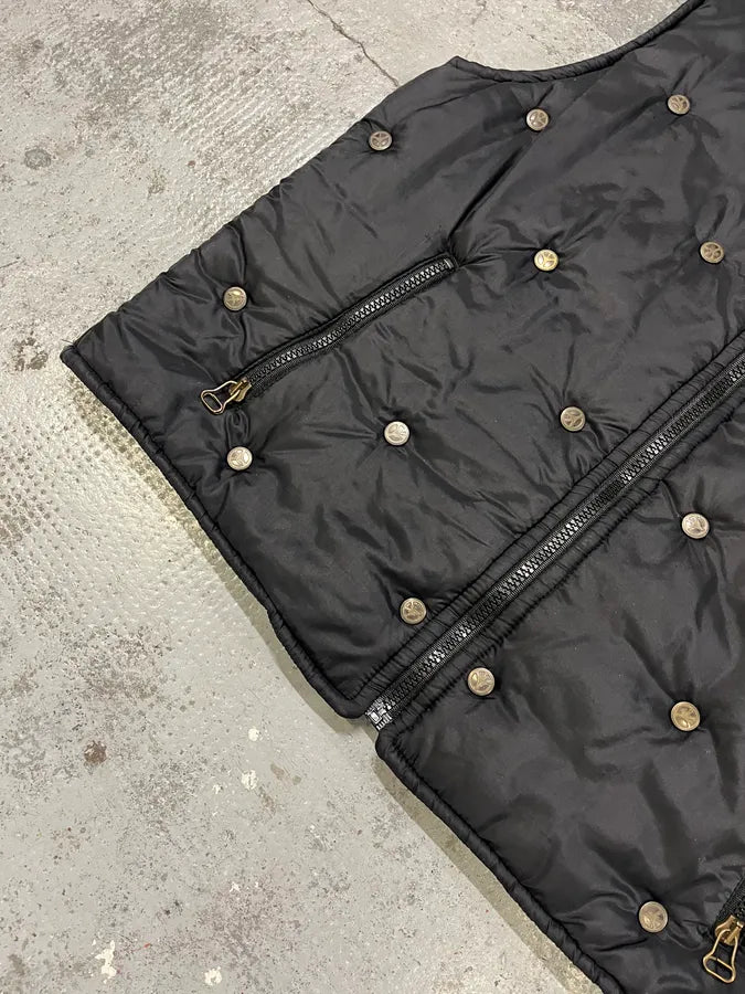 1990s Moschino Black Studded Puffer Vest tXLQLUi 4