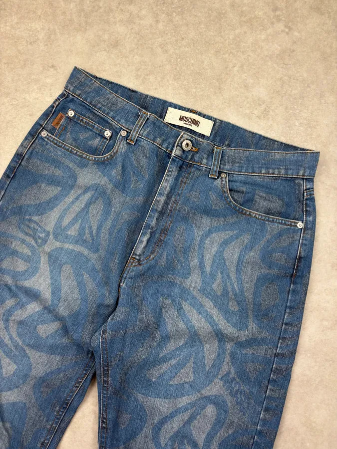 1990s Moschino Blue Denim Peace Cozy Jeans nJZuJDe 4