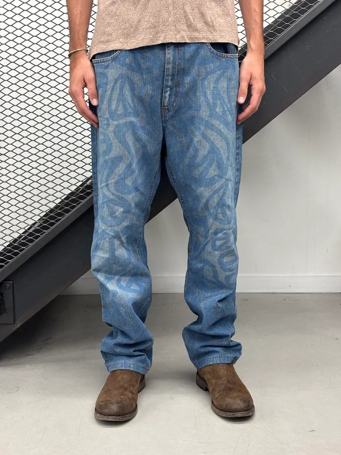 1990s Moschino Blue Denim Peace Cozy Jeans nJZuJDe 0