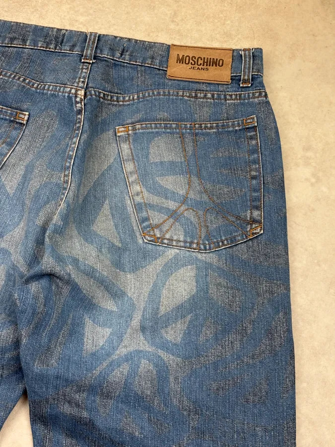1990s Moschino Blue Denim Peace Cozy Jeans nJZuJDe 7