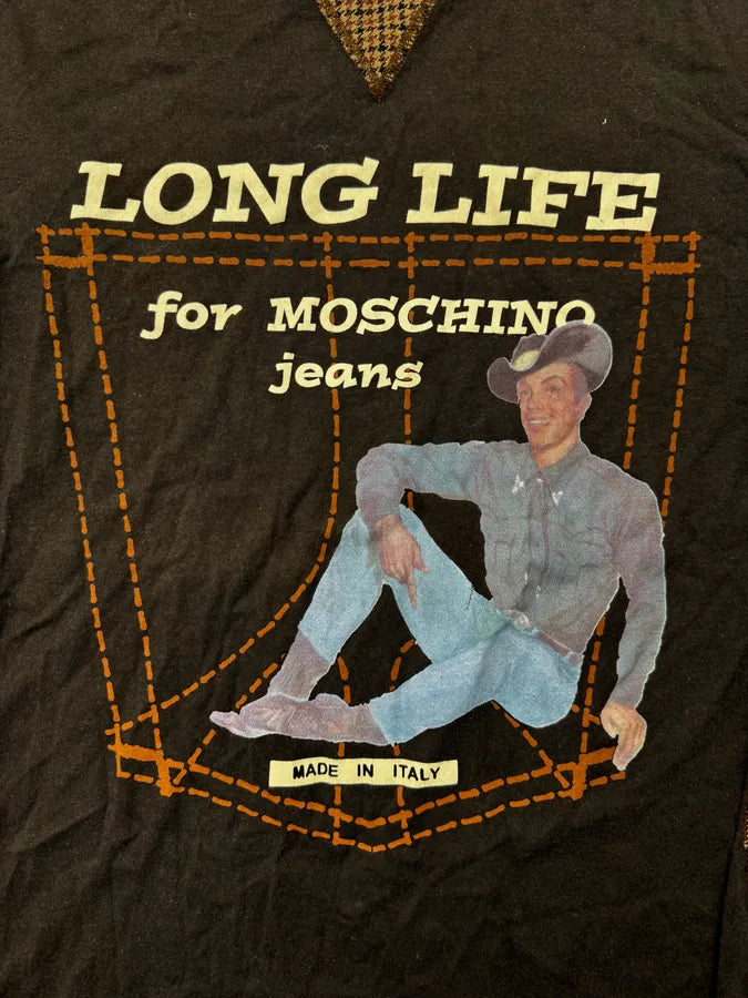 1990s Moschino Brown Cowboy Houndstooth Patches Longsleeve NlIrtAe 6