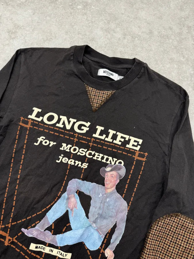 1990s Moschino Brown Cowboy Houndstooth Patches Longsleeve NlIrtAe 4