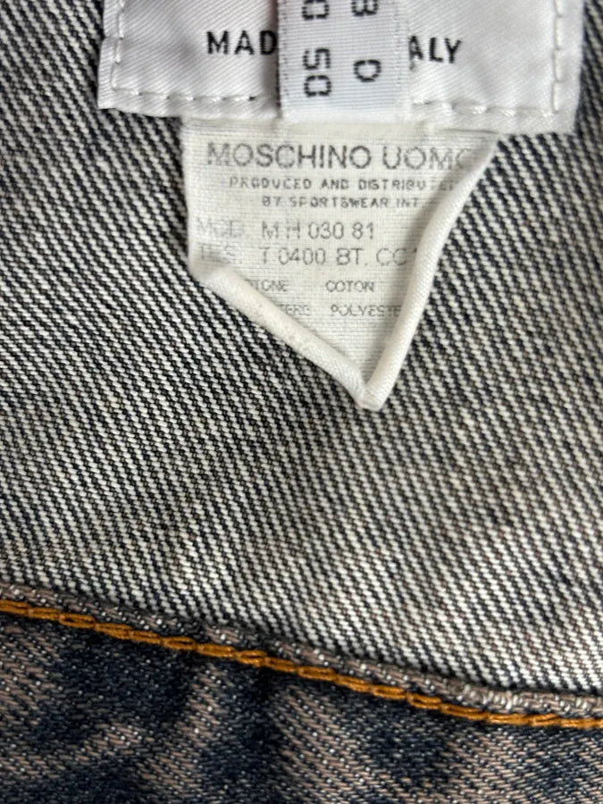 1990s Moschino Faded Blue Grey Denim Jacket DgfSmlS 10