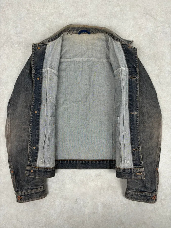 1990s Moschino Faded Blue Grey Denim Jacket DgfSmlS 6
