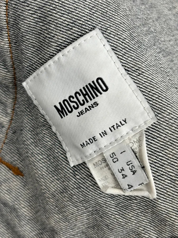 1990s Moschino Faded Blue Grey Denim Jacket DgfSmlS 9