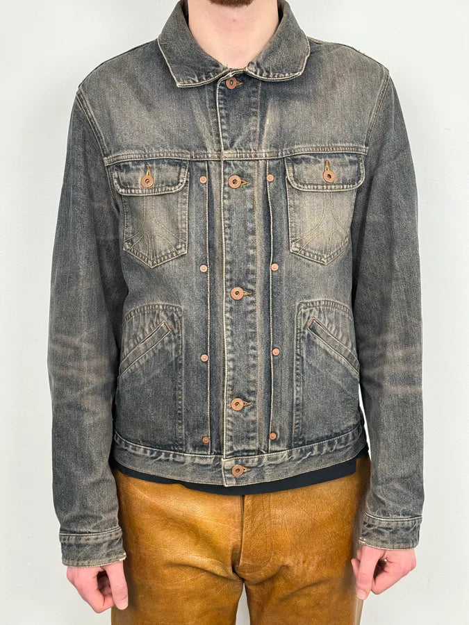 1990s Moschino Faded Blue Grey Denim Jacket DgfSmlS 1