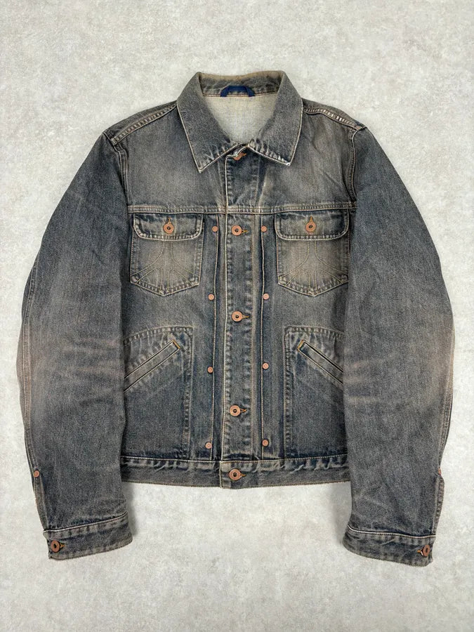 1990s Moschino Faded Blue Grey Denim Jacket DgfSmlS 0