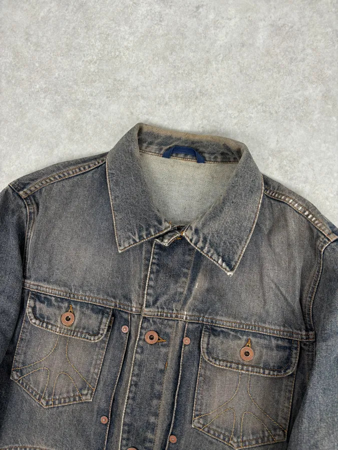 1990s Moschino Faded Blue Grey Denim Jacket DgfSmlS 3