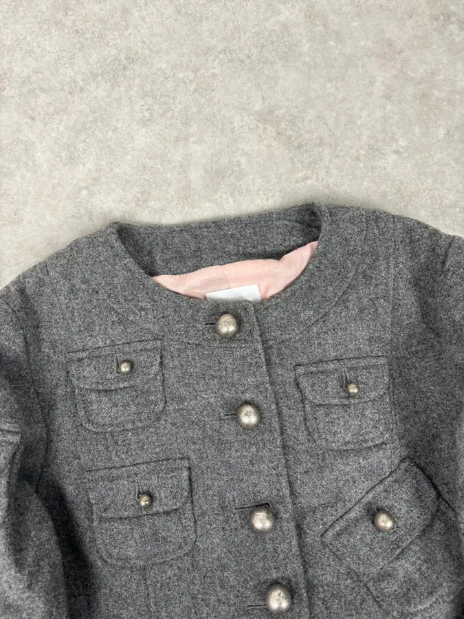 2000s Moschino Grey Officer Buttoned Multi-Pockets Jacket  gLFzLRs 4