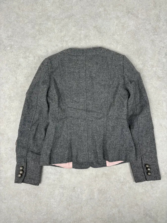 2000s Moschino Grey Officer Buttoned Multi-Pockets Jacket  gLFzLRs 3