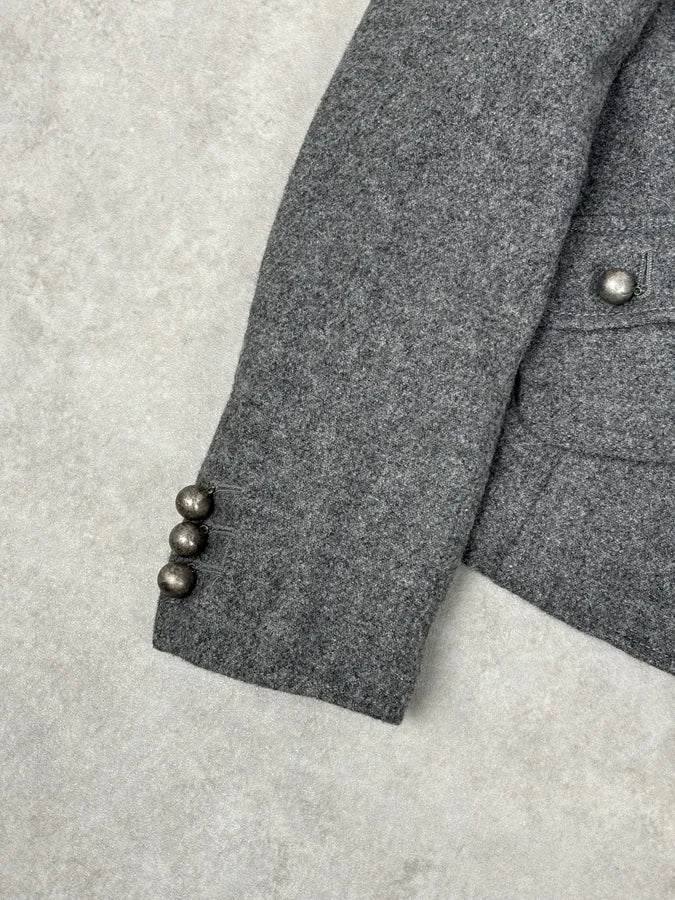 2000s Moschino Grey Officer Buttoned Multi-Pockets Jacket  gLFzLRs 8