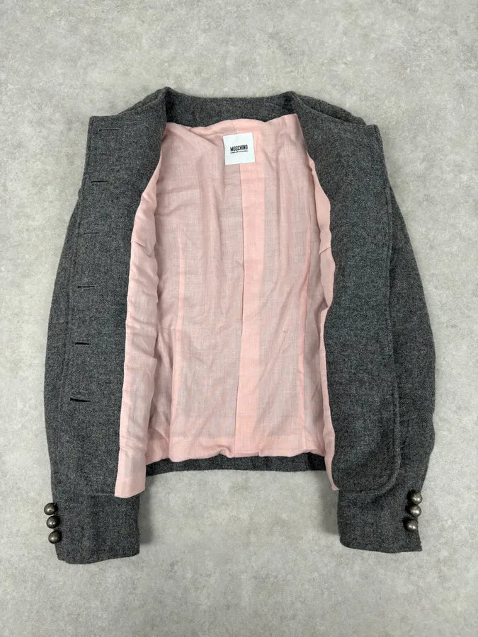 2000s Moschino Grey Officer Buttoned Multi-Pockets Jacket  gLFzLRs 6