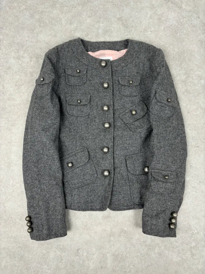 2000s Moschino Grey Officer Buttoned Multi-Pockets Jacket  gLFzLRs 2