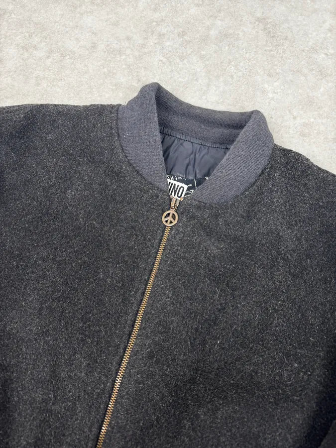 1990s Moschino Grey Wool Bomber Jacket BvsnKLd 4
