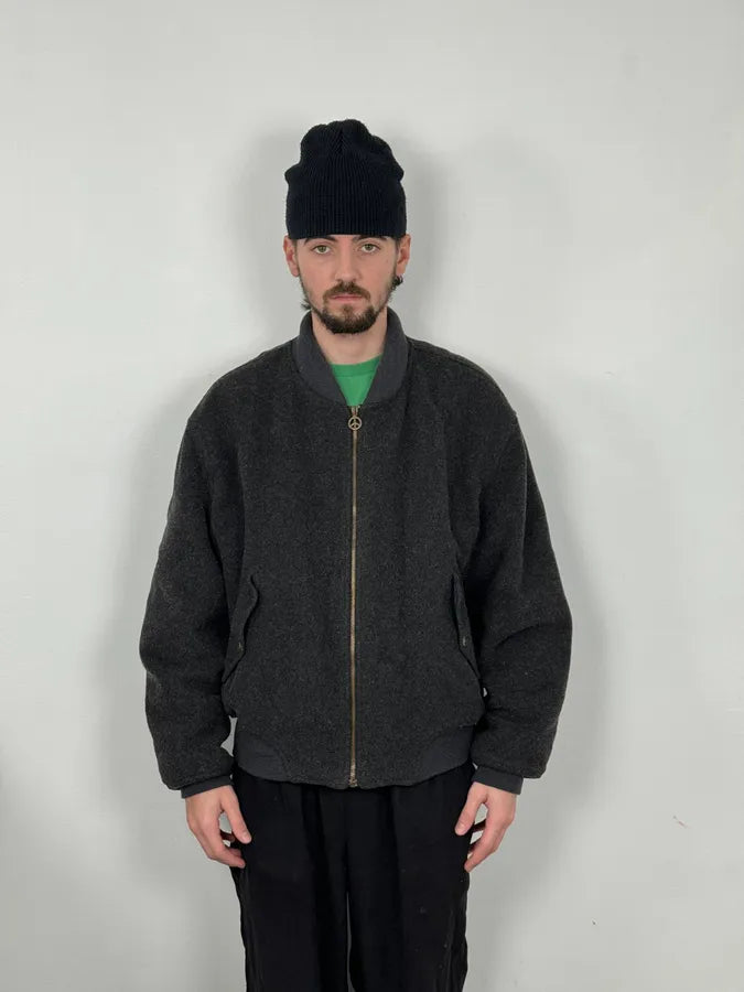 1990s Moschino Grey Wool Bomber Jacket BvsnKLd 1
