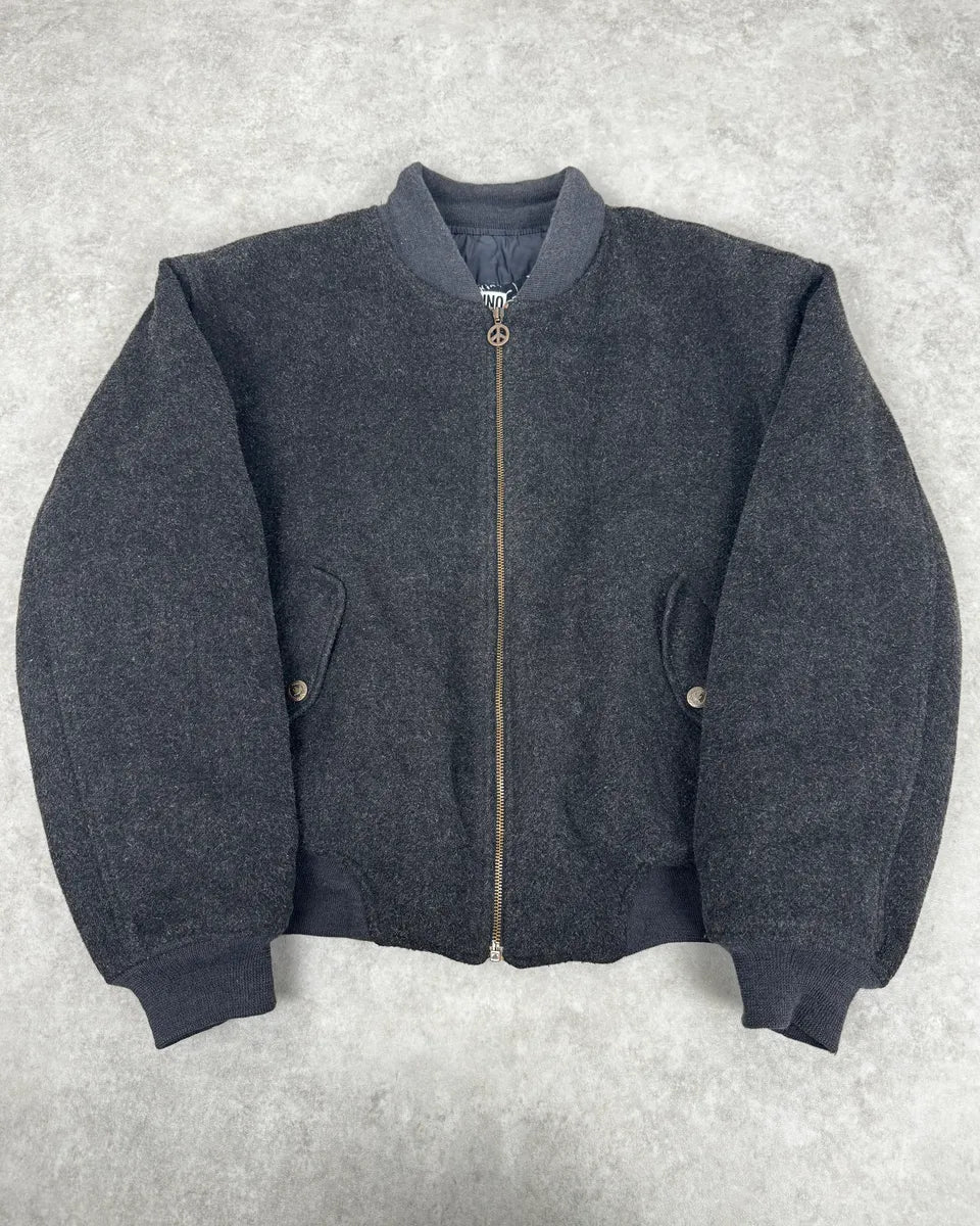 1990s Moschino Grey Wool Bomber Jacket BvsnKLd 0