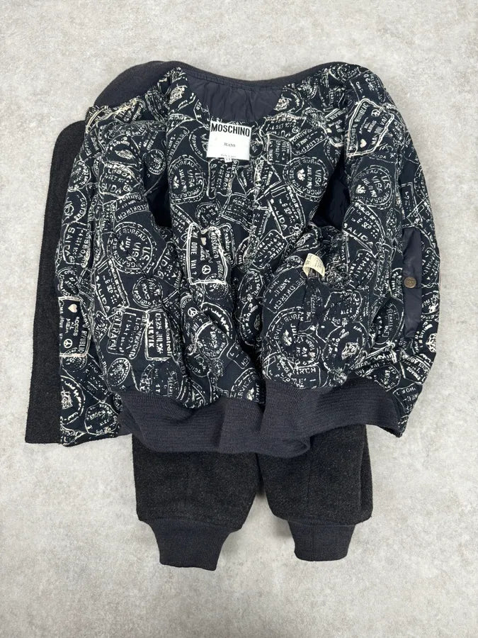 1990s Moschino Grey Wool Bomber Jacket BvsnKLd 6