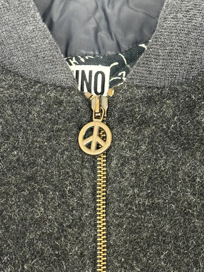 1990s Moschino Grey Wool Bomber Jacket BvsnKLd 8