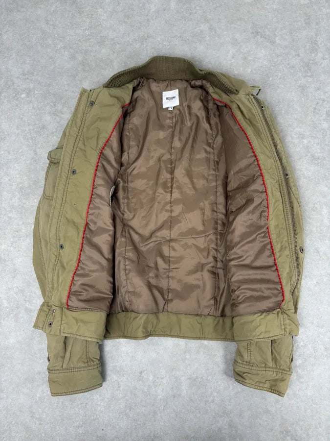 2000s Moschino Khaki Bomber Jacket Nylon Cargo Pocket  JldGFxv 6