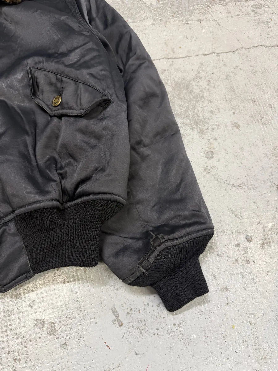 1990s Moschino Leopard Fur Print Black Bomber Jacket tywXbae 7