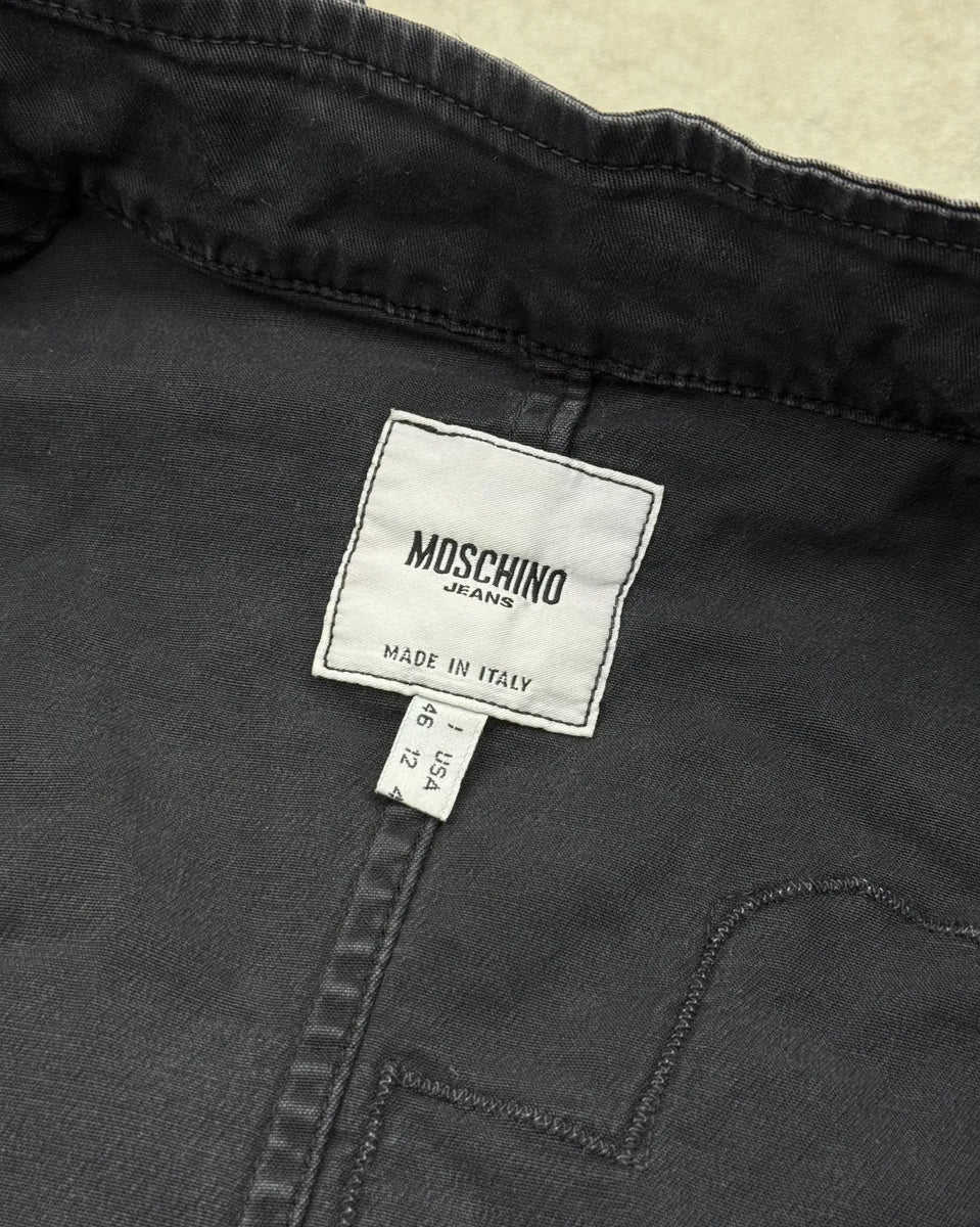 1990s Moschino Navy Lace-Trimmed Denim Jacket RMETqFL 9