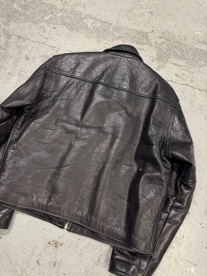1990s Moschino Premium Black Leather Jacket SMFugJB 5