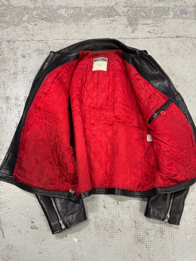 1990s Moschino Premium Black Leather Jacket SMFugJB 6