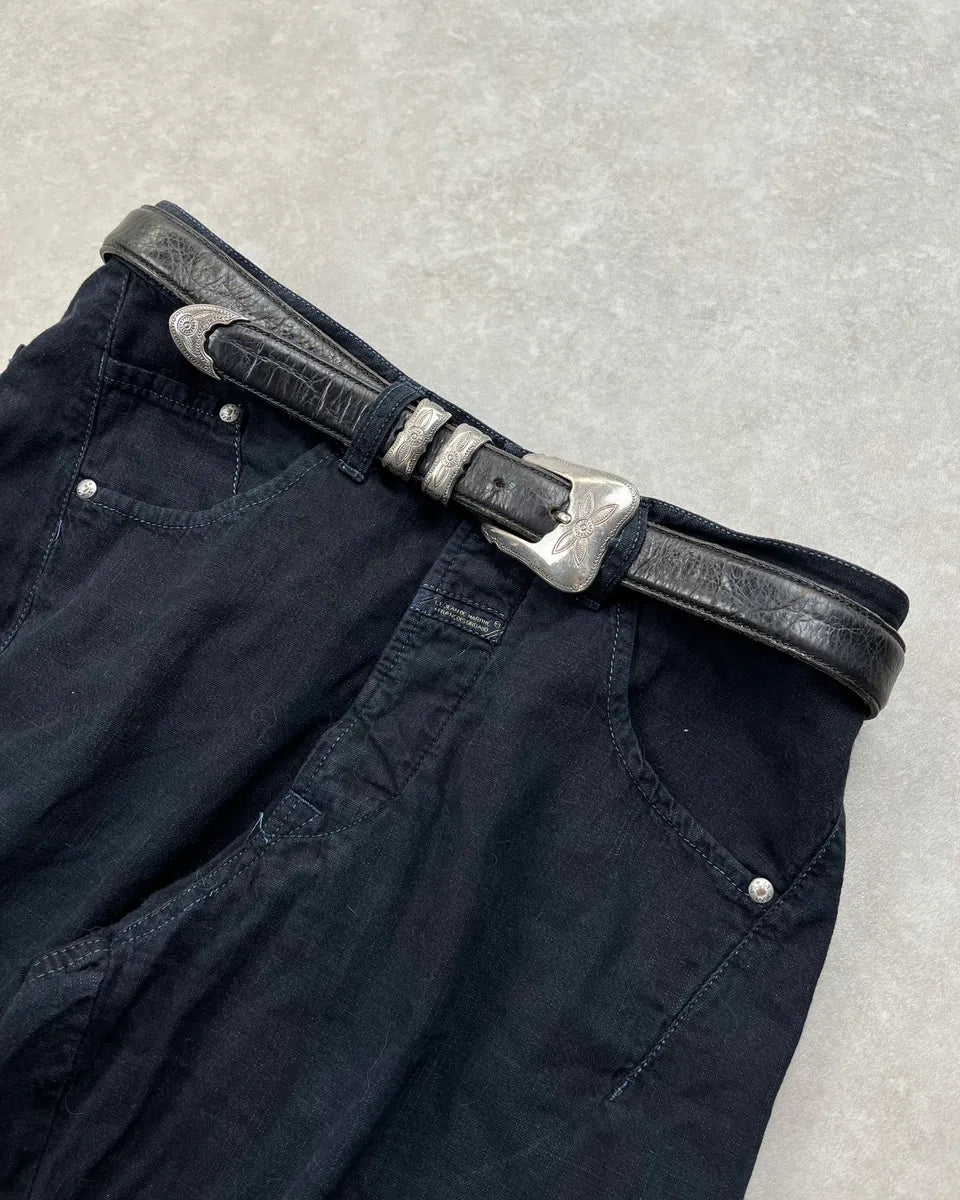 1990s Nanni Black Leather Ornamental Buckle Belt ynbBZpt 0