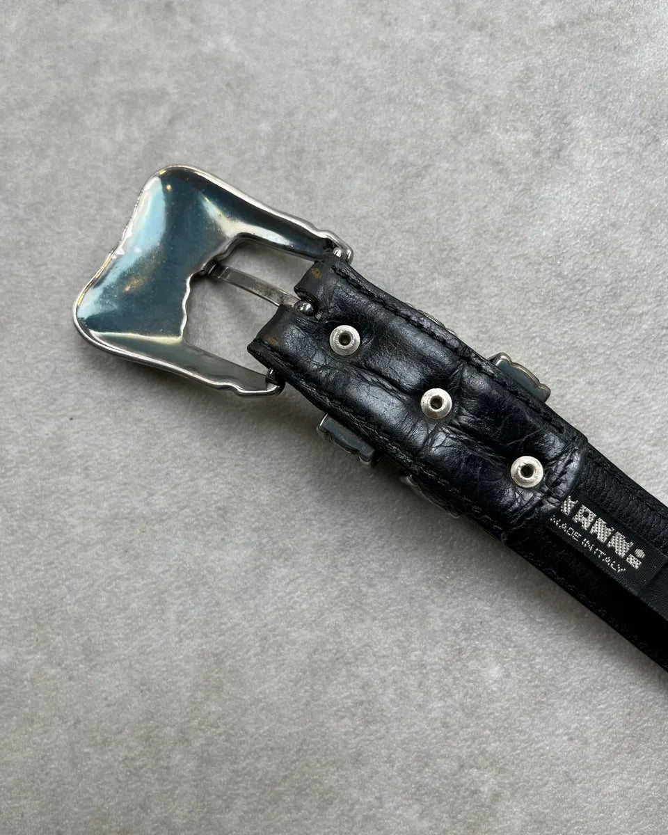1990s Nanni Black Leather Ornamental Buckle Belt ynbBZpt 6