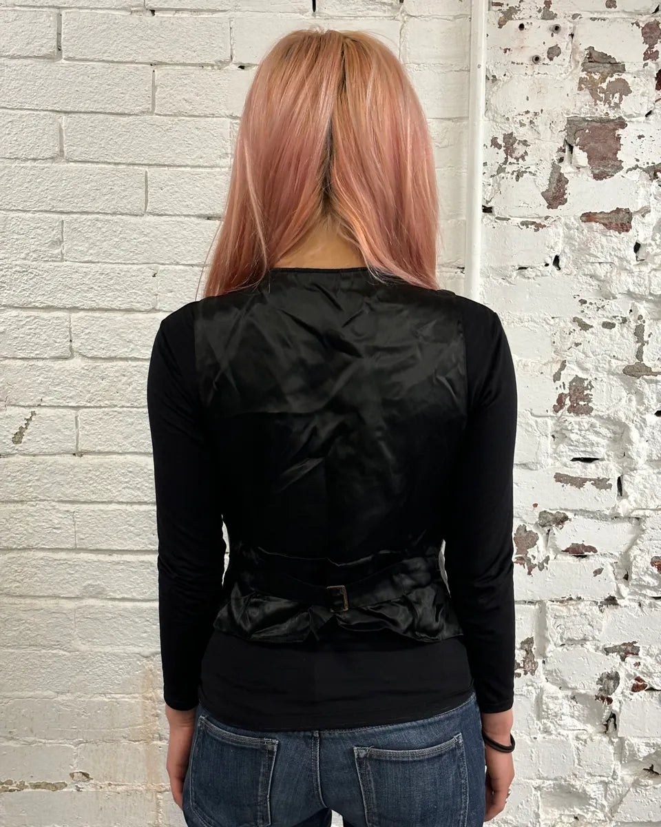 1990s Plein Sud Black Leather Button-Front Vest oBOOLSS 2