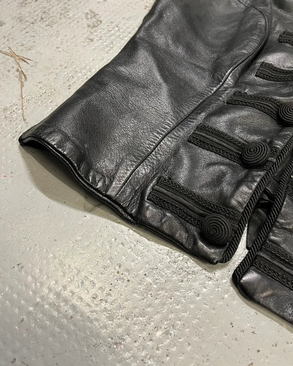 1990s Plein Sud Black Leather Button-Front Vest oBOOLSS 6