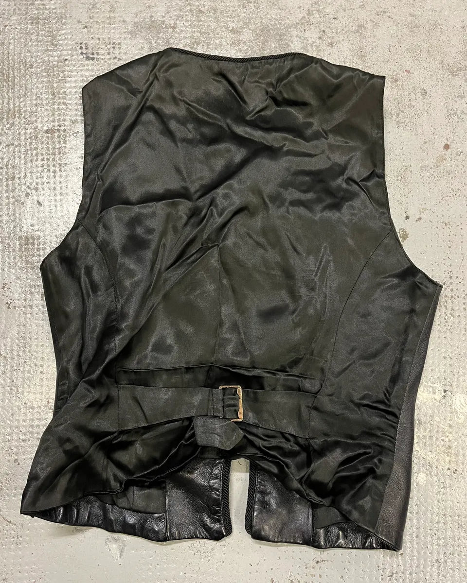 1990s Plein Sud Black Leather Button-Front Vest oBOOLSS 7