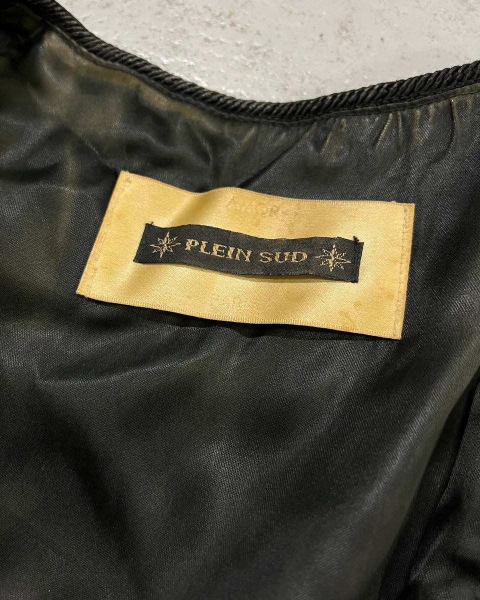 1990s Plein Sud Black Leather Button-Front Vest oBOOLSS 9