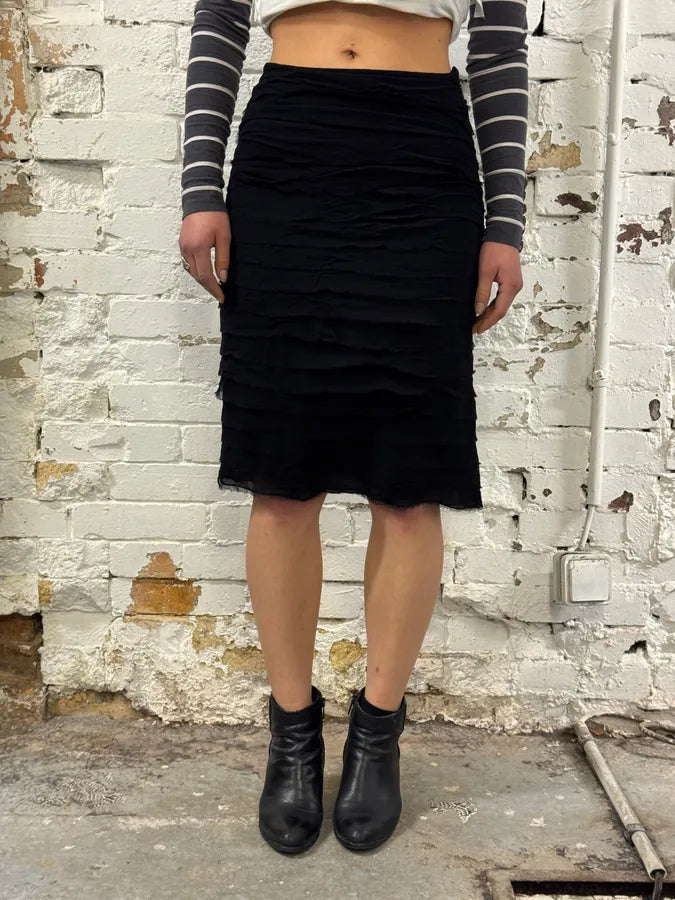 1990s Plein Sud Black Silk Skirt EiICfOc 0