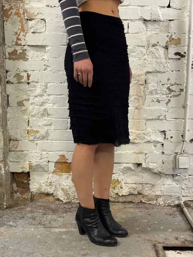 1990s Plein Sud Black Silk Skirt EiICfOc 1