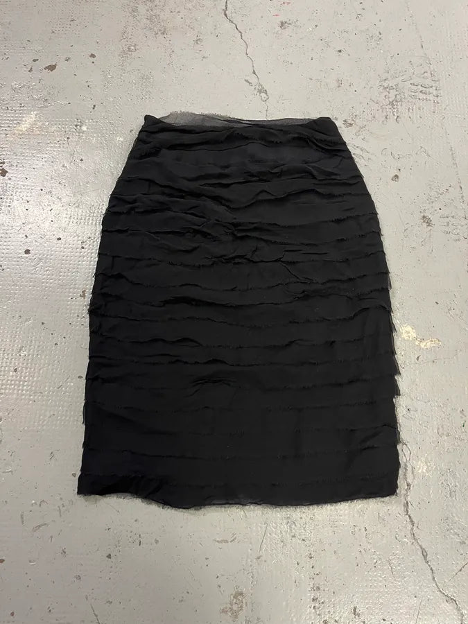 1990s Plein Sud Black Silk Skirt EiICfOc 6