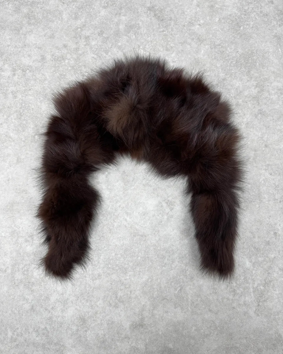 1990s Plein Sud Brown Fur Collar Scarf NdlsIRZ 0