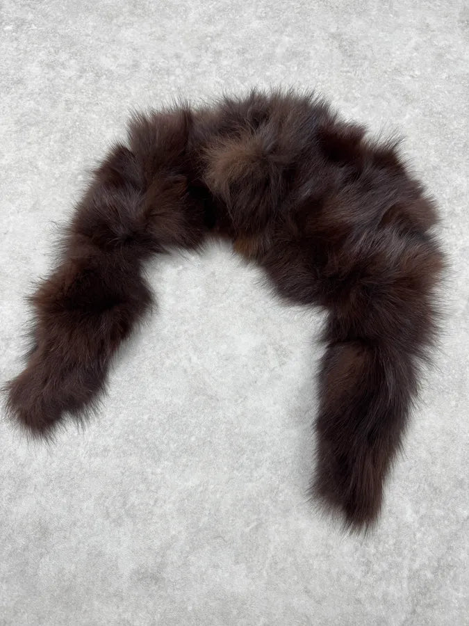 1990s Plein Sud Brown Fur Collar Scarf NdlsIRZ 5